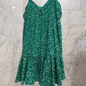Green Floral Sleeveless Dress